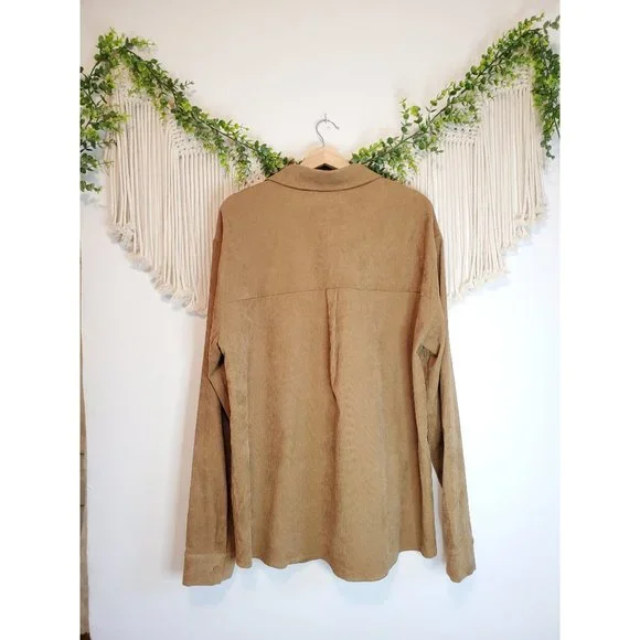 Common Market Brown Cord Button Up Top - Picture 4 of 6